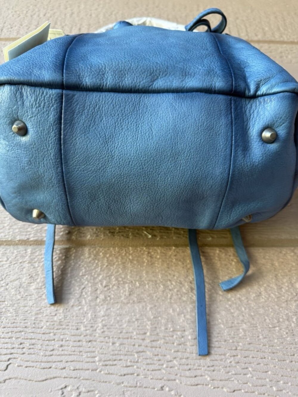 Free People Baby Emerson Santorini Blue Leather Satchel Tote Crossbody Bag NWT - Picture 5 of 9